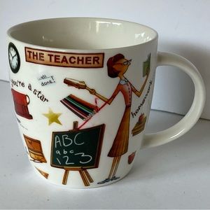 Teacher Mug EUC Gift Mint Cond Knowledge  Coffee Cup Tea Ceramic Queens EUC
